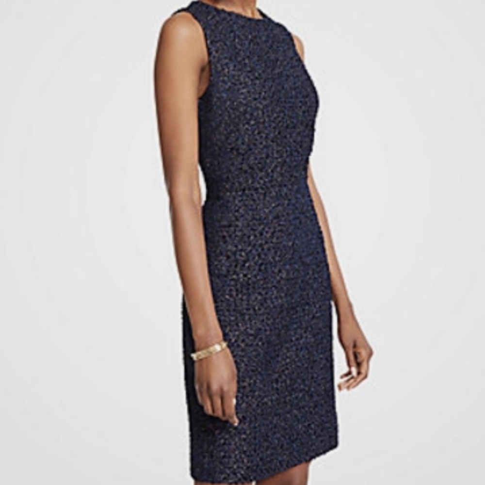 Ann Taylor Metallic Tweed Sheath Dress